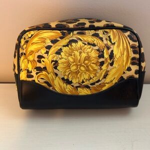 Vintage Versace Baroque Canvas & Leather Pouch